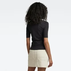 Adjustable front slim T-Shirt dk black