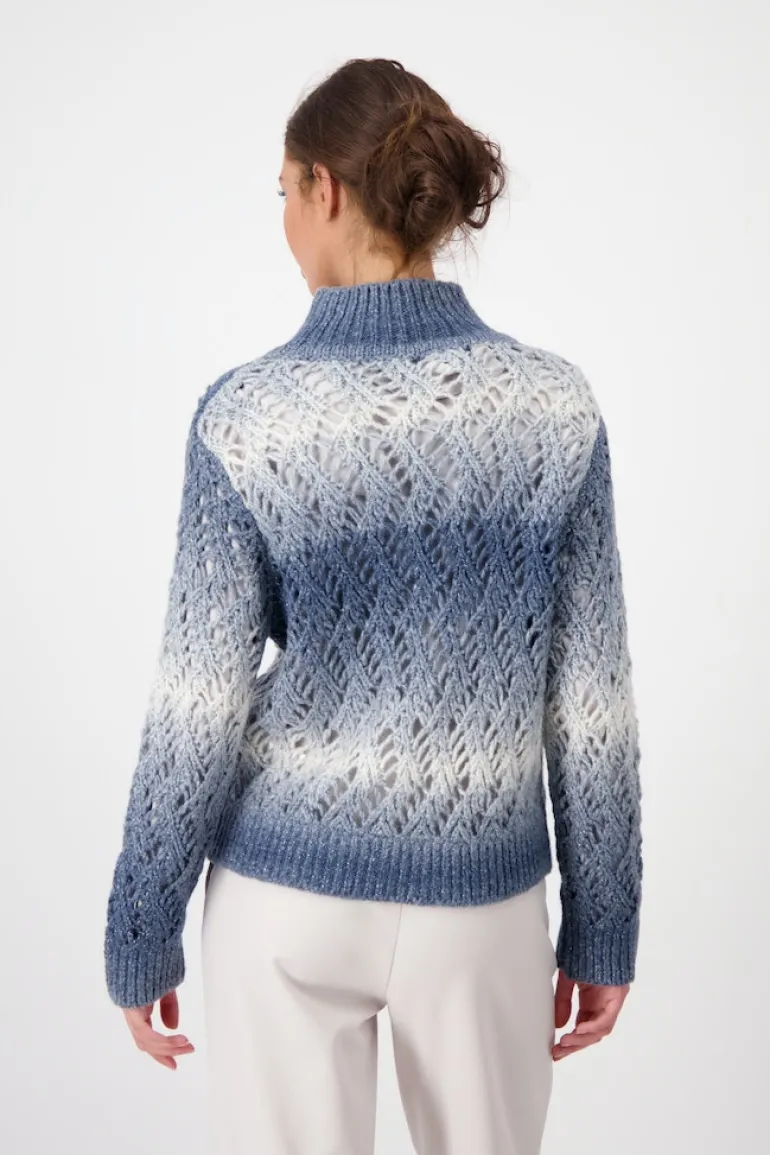 Ajour Pullover mit Lurex smokey blue gemustert