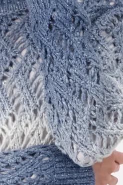 Ajour Pullover mit Lurex smokey blue gemustert