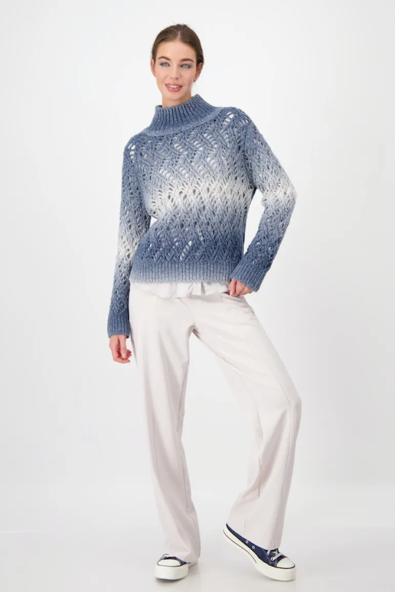 Ajour Pullover mit Lurex smokey blue gemustert