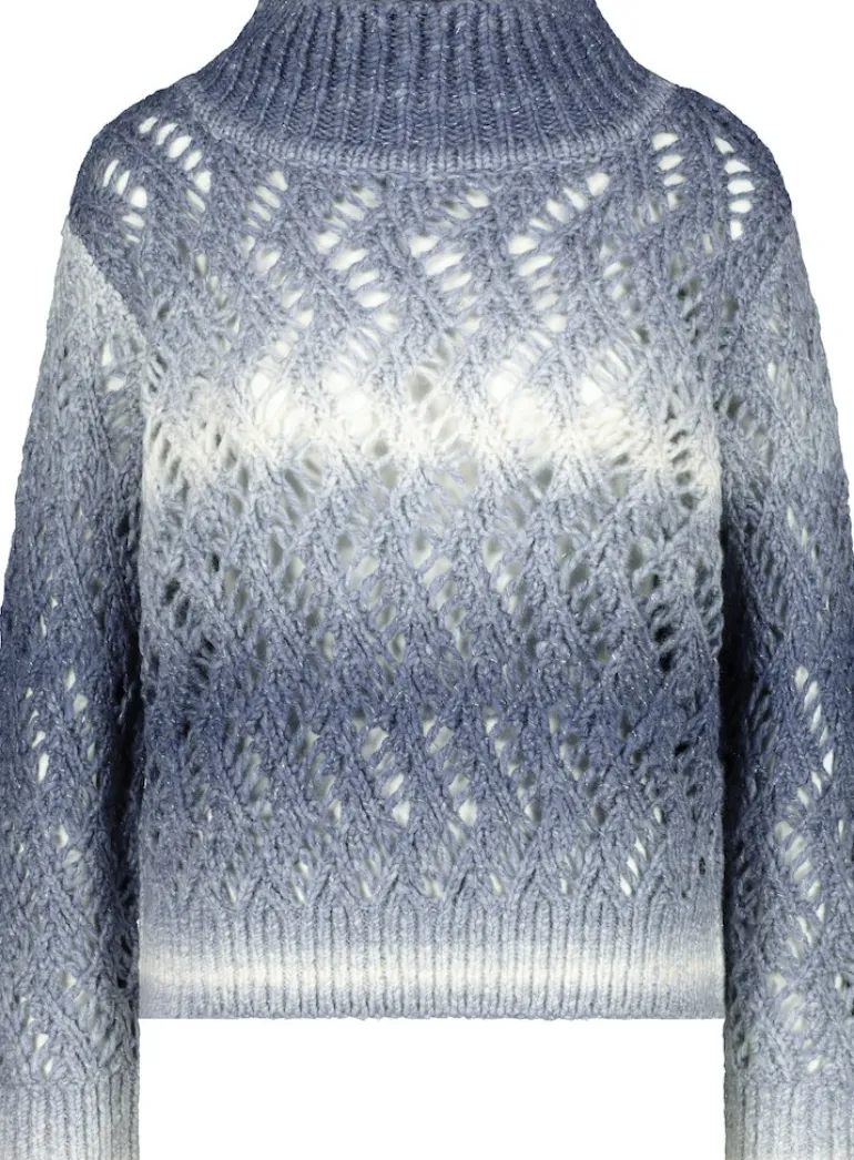 Ajour Pullover mit Lurex smokey blue gemustert