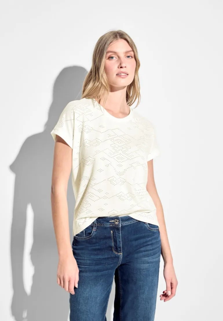 Ajour T-Shirt vanilla white