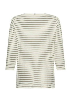 3/4-Arm T-Shirt mit Seitenschlitzen light khaki stripes