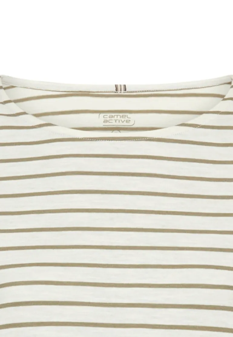 3/4-Arm T-Shirt mit Seitenschlitzen light khaki stripes