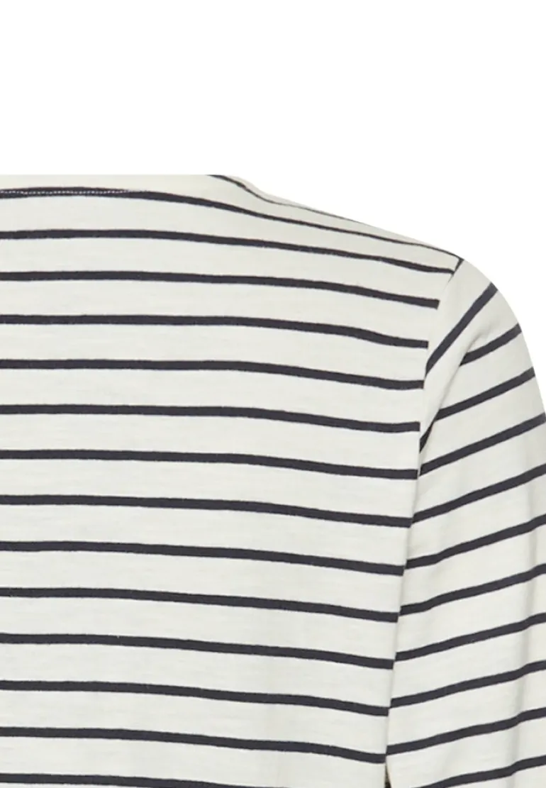 3/4-Arm T-Shirt mit Seitenschlitzen night blue stripes