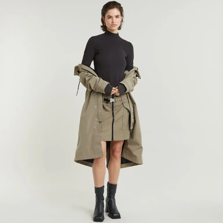 Asymmetric zip cropped slim mock ls wmn dk black