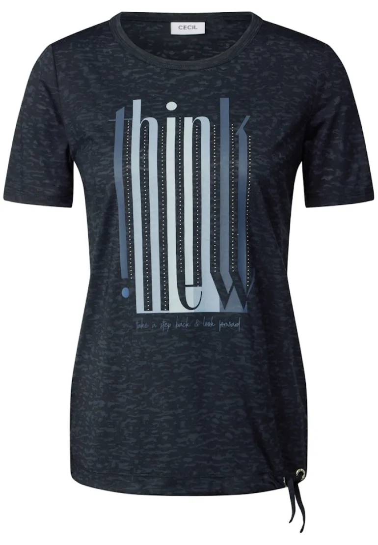 Ausbrenner-Shirt mit Wording universal blue