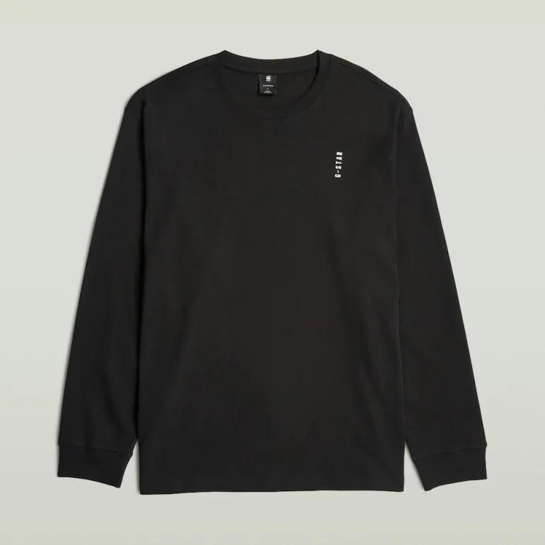 Back embro text loose r t ls dk black