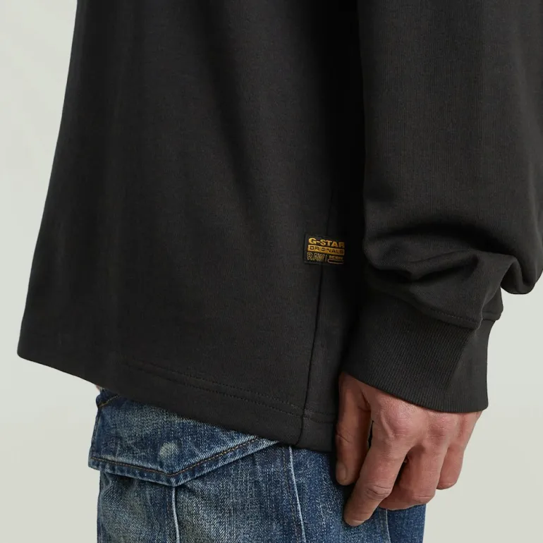 Back embro text loose r t ls dk black
