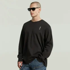 Back embro text loose r t ls dk black