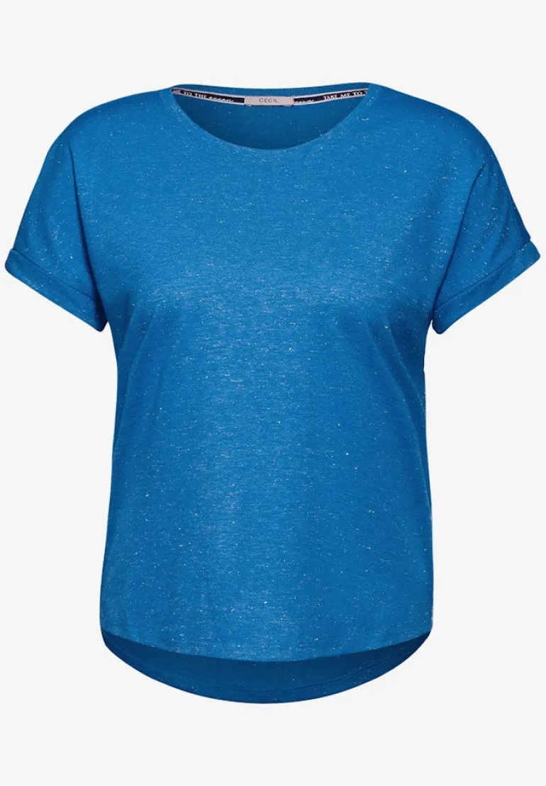 Basic Glitzer T-Shirt azure blue melange