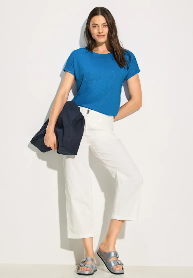 Basic Glitzer T-Shirt azure blue melange