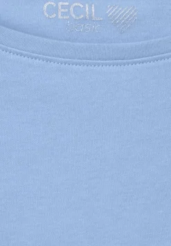 Basic Shirt in Unifarbe soda blue