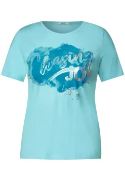 Basicshirt mit Frontprint clary mint