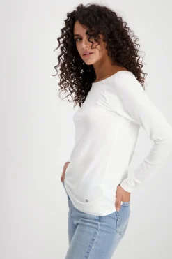 Basic Shirt mit Glanznaht off-white