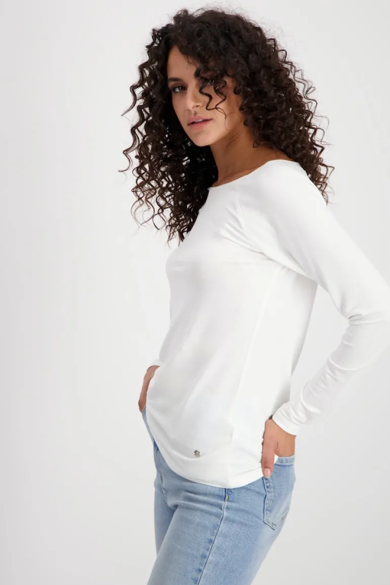 Basic Shirt mit Glanznaht off-white