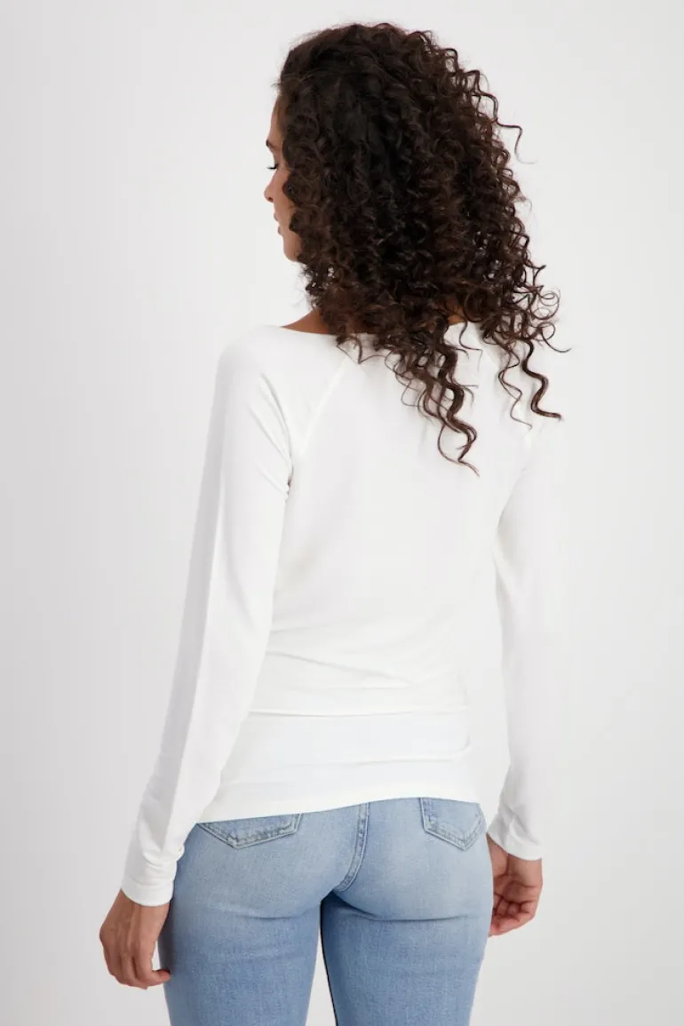 Basic Shirt mit Glanznaht off-white