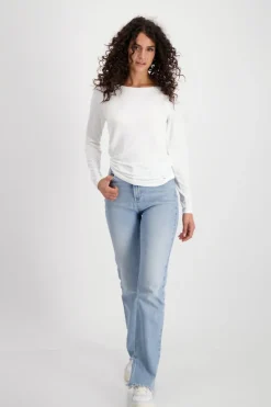 Basic Shirt mit Glanznaht off-white