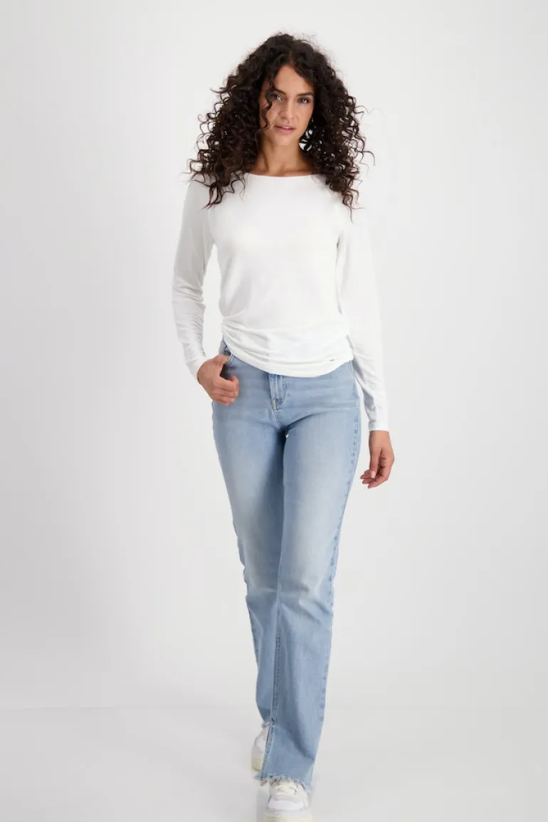 Basic Shirt mit Glanznaht off-white