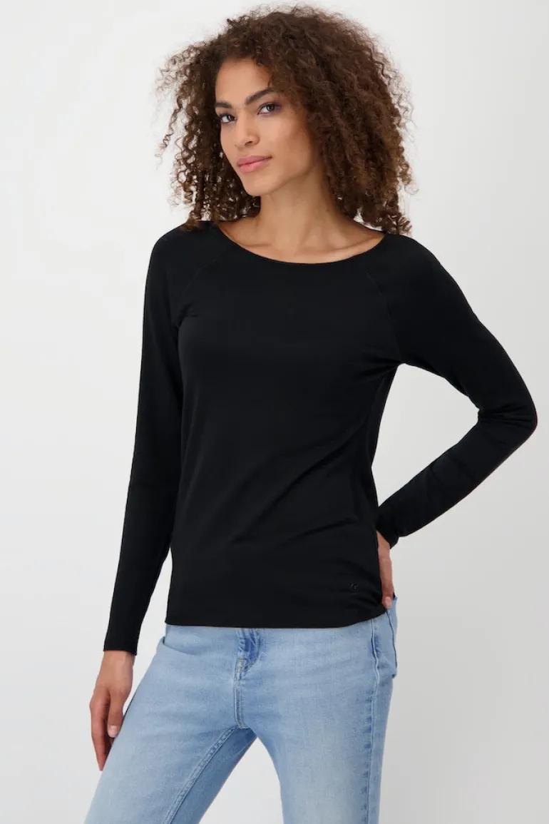 Basic Shirt mit Glanznaht schwarz