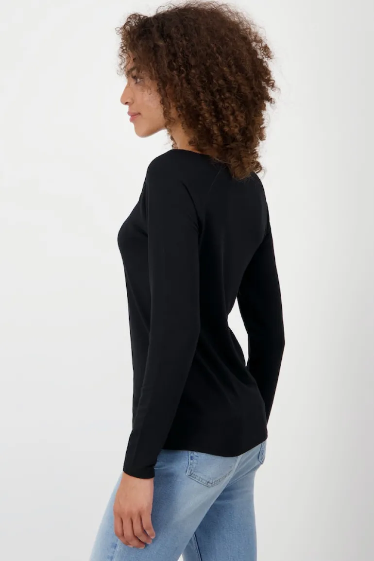 Basic Shirt mit Glanznaht schwarz