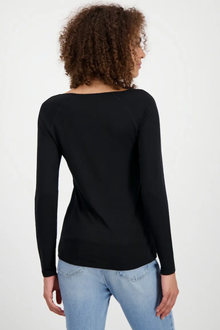 Basic Shirt mit Glanznaht schwarz