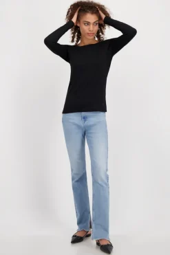 Basic Shirt mit Glanznaht schwarz