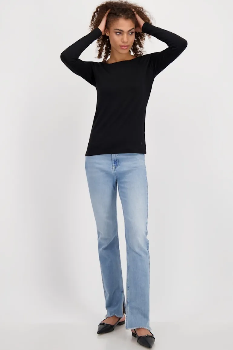 Basic Shirt mit Glanznaht schwarz
