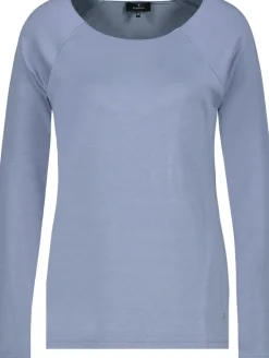 Basic Shirt mit Glanznaht smokey blue
