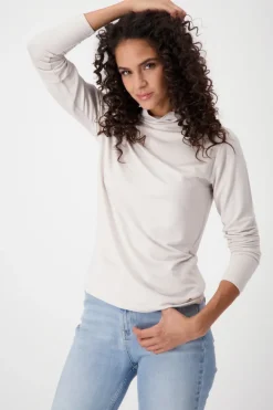 Basic Shirt mit Stehkragen stone