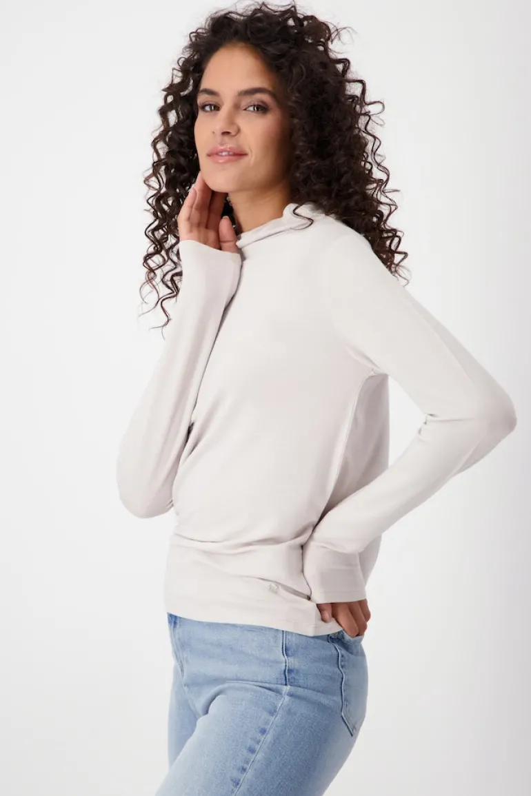 Basic Shirt mit Stehkragen stone