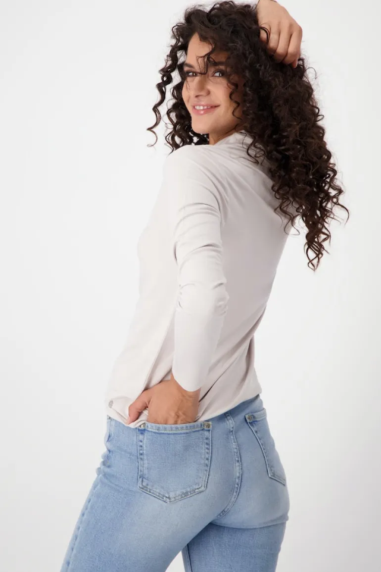 Basic Shirt mit Stehkragen stone