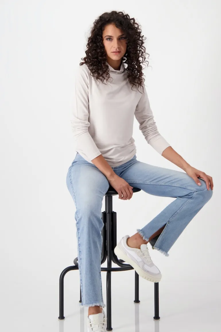 Basic Shirt mit Stehkragen stone