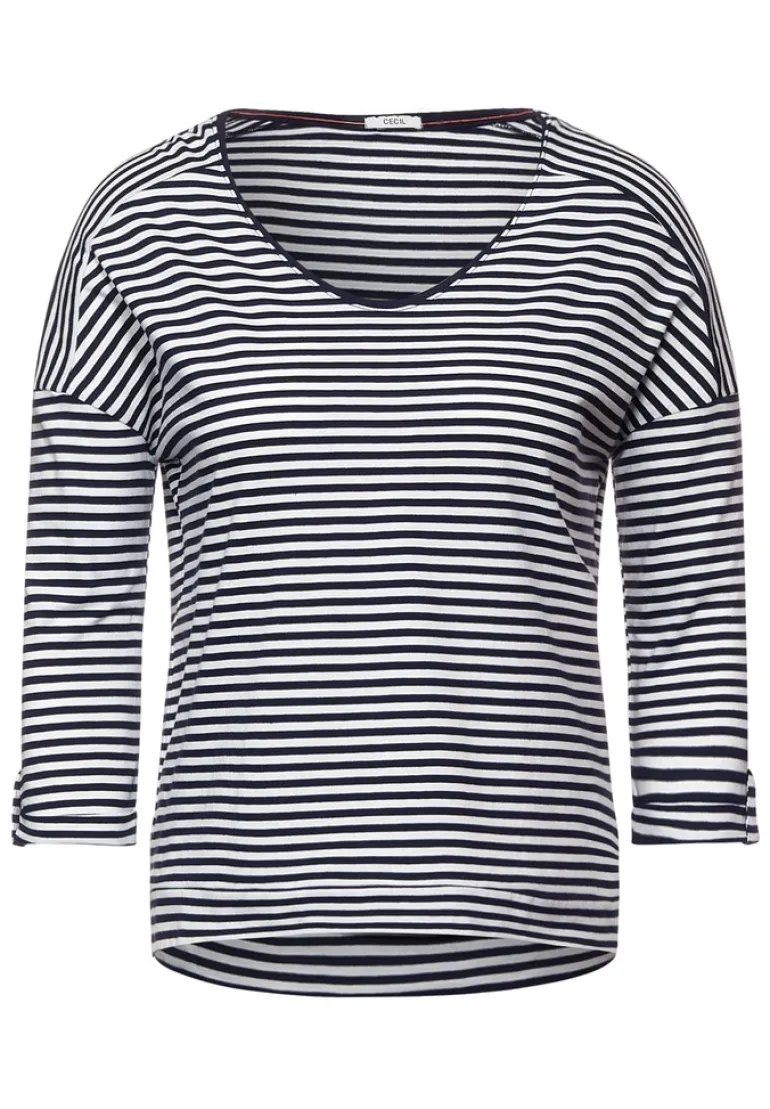 Basic Shirt mit Streifen deep blue