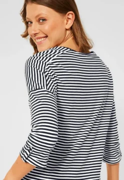 Basic Shirt mit Streifen deep blue