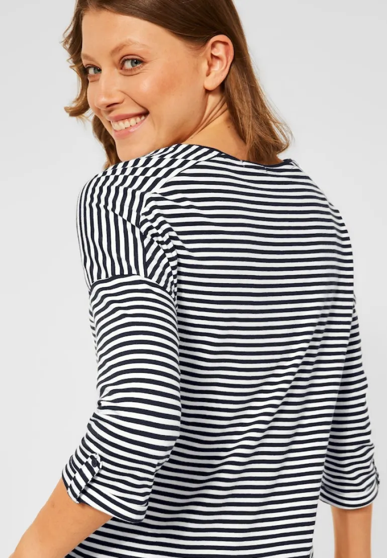 Basic Shirt mit Streifen deep blue
