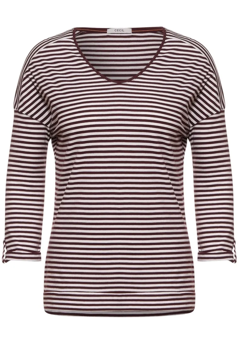 Basic Shirt mit Streifen red grape