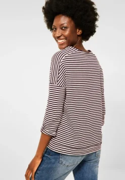 Basic Shirt mit Streifen red grape