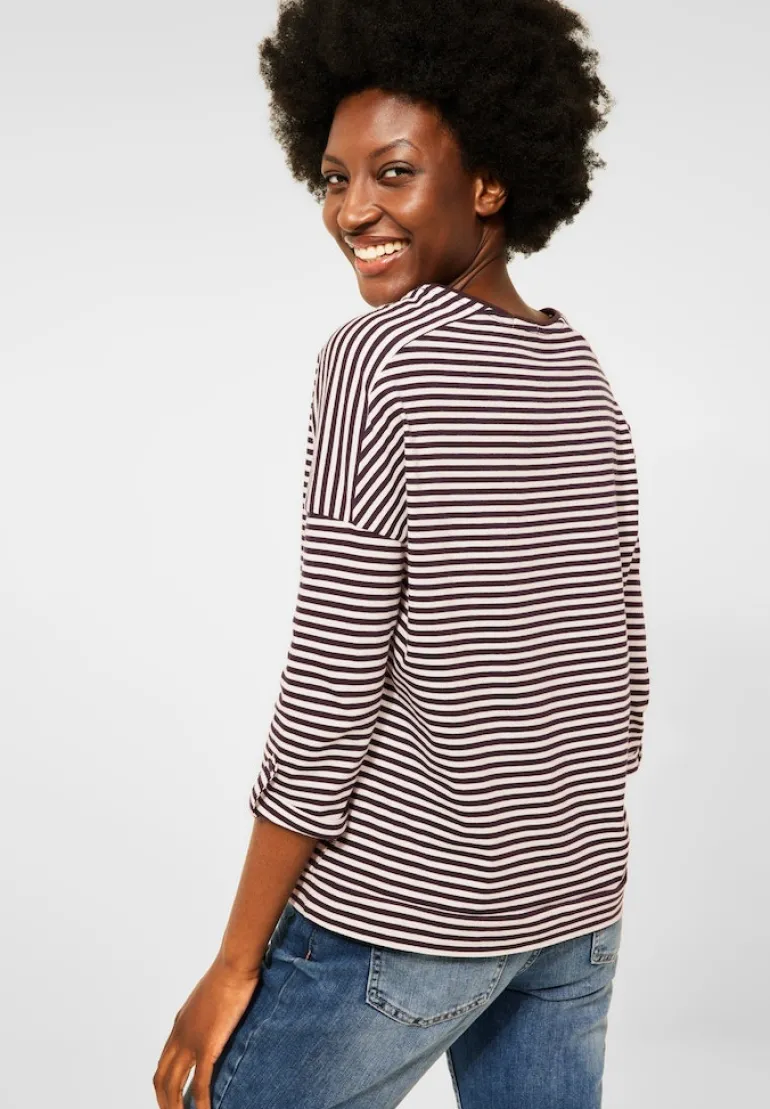 Basic Shirt mit Streifen red grape