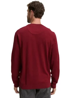 Basic Strickpullover aus Baumwolle dark samba red melange