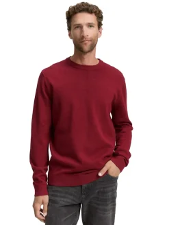 Basic Strickpullover aus Baumwolle dark samba red melange