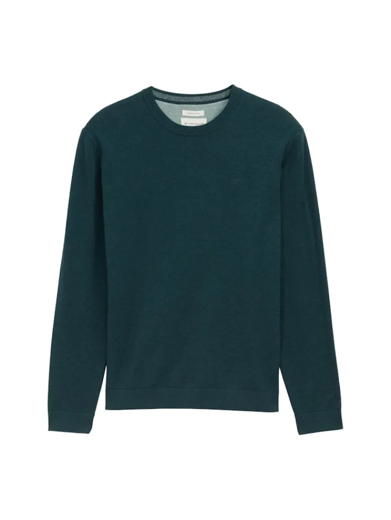 Basic Strickpullover aus Baumwolle sapphire green melange