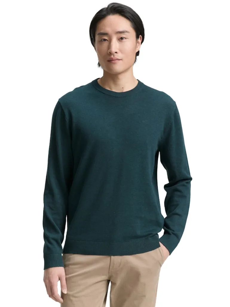 Basic Strickpullover aus Baumwolle sapphire green melange