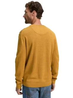 Basic Strickpullover aus Baumwolle mustard melange
