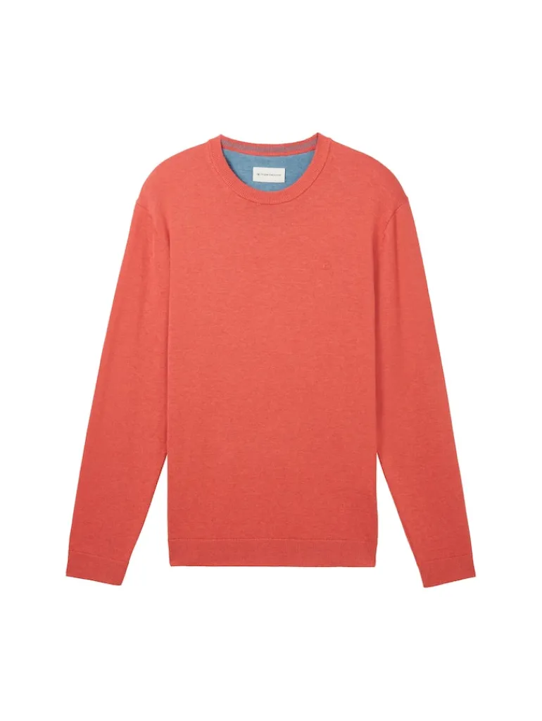 Basic Strickpullover aus Baumwolle soft red melange