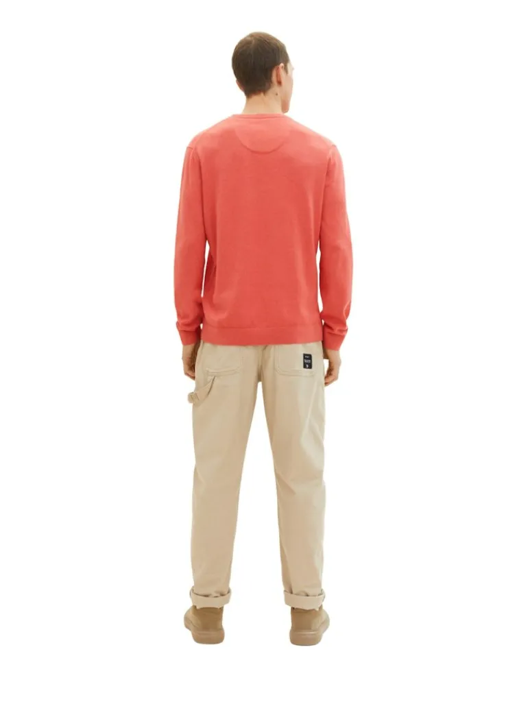 Basic Strickpullover aus Baumwolle soft red melange