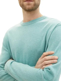 Basic Strickpullover aus Baumwolle soft mint melange