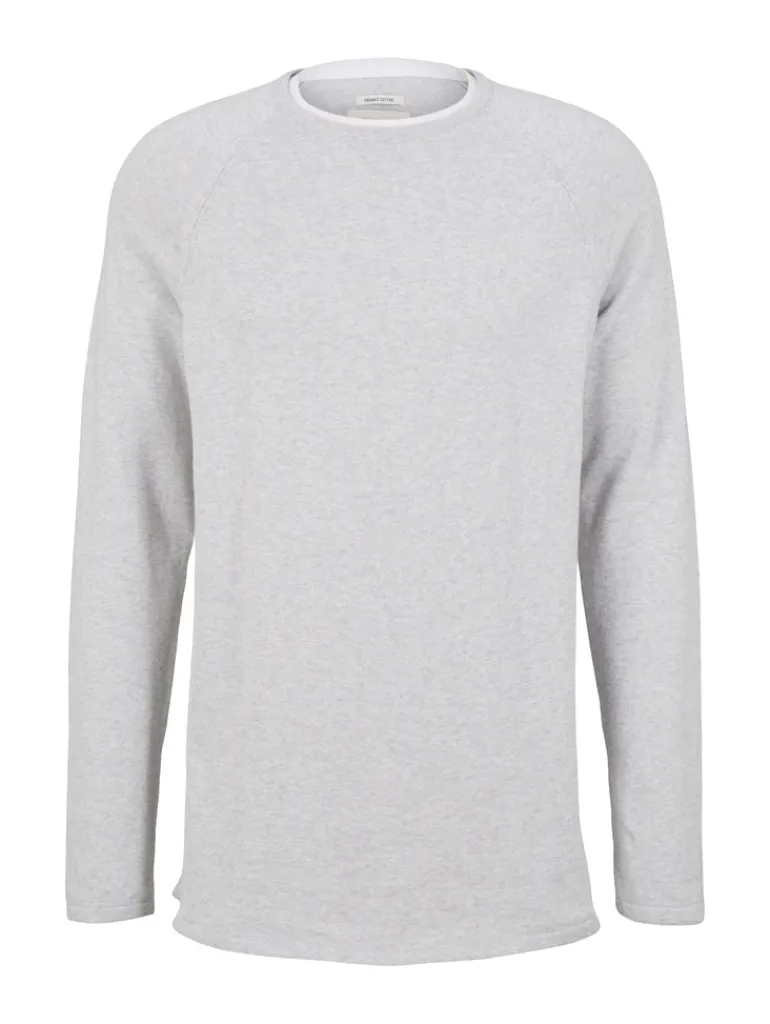 Basic Strickpullover light stone grey melange