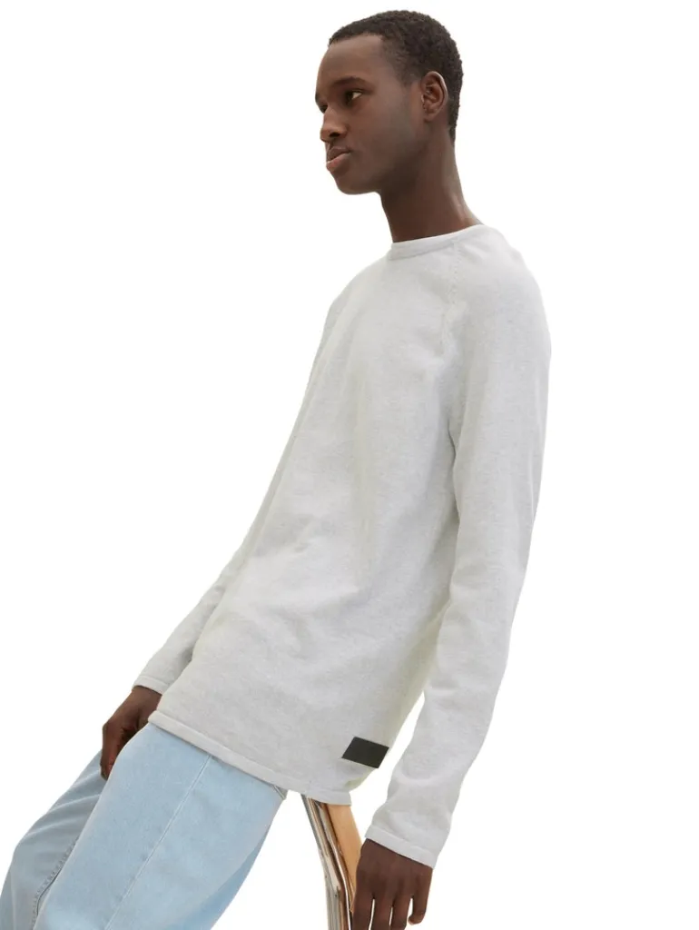 Basic Strickpullover light stone grey melange