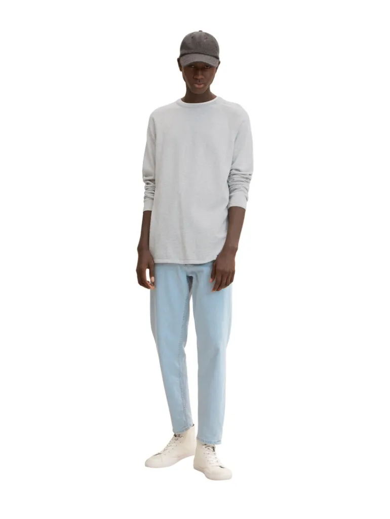 Basic Strickpullover light stone grey melange